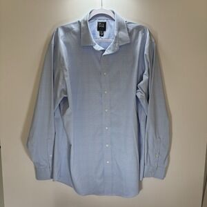 Jos A Banks Traveler Mens Blue Shirt Size 17-36 Classic Professional Traditional